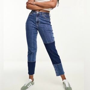 Hollister Curvy High-Rise Mom Jean in Patchwork